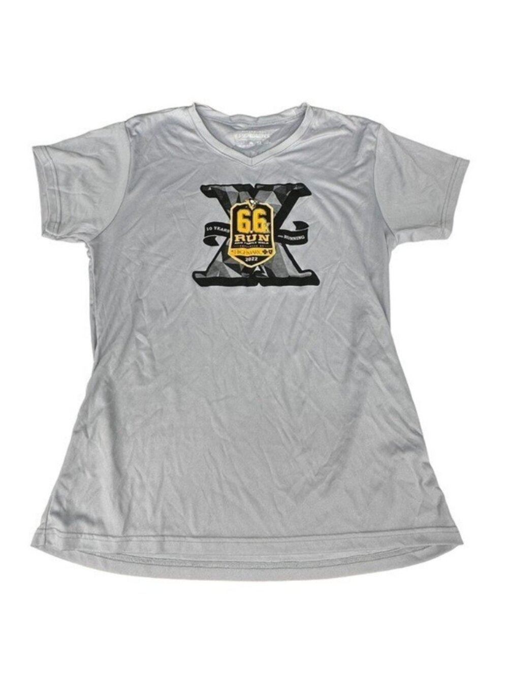 Pittsburgh Penguins Mario Lemieux Foundation 6.6K Run 2022 Womens XXL Tee Gray
